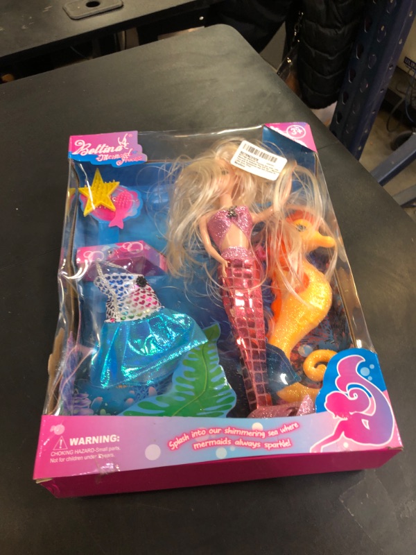 Photo 2 of BETTINA Princess Doll with Seahorse Play Gift Set | Mermaid Toys with Accessories and Doll Clothes for Girls (Pink)