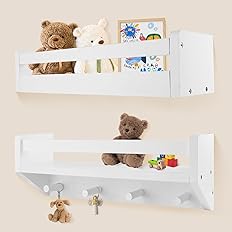 Photo 1 of Dual Protection Floating Bookshelves for Wall Décor Set of 2, White Wood Floating Bookcase?in The Bathroom, Living Room, Bedroom with Books, Toys, Plants, Paintings, Picture Frame
Brand: Generic