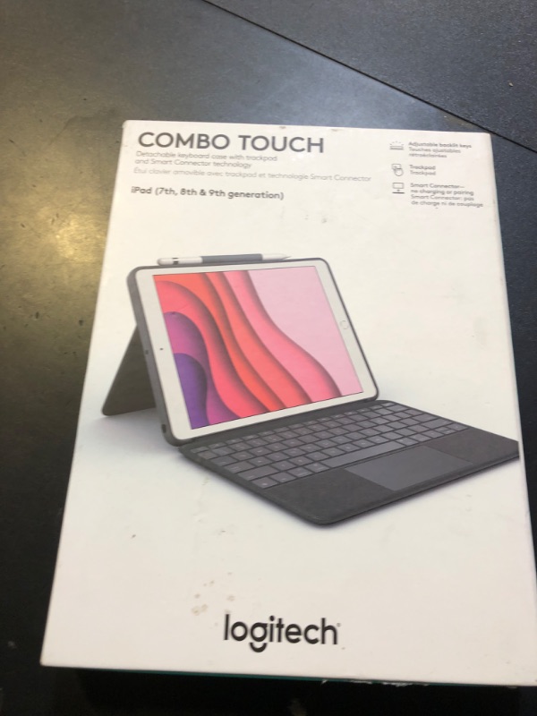 Photo 1 of Logitech Combo Touch for iPad (7th, 8th and 9th generation) keyboard case with trackpad, wireless keyboard, Smart Connector technology - Graphite