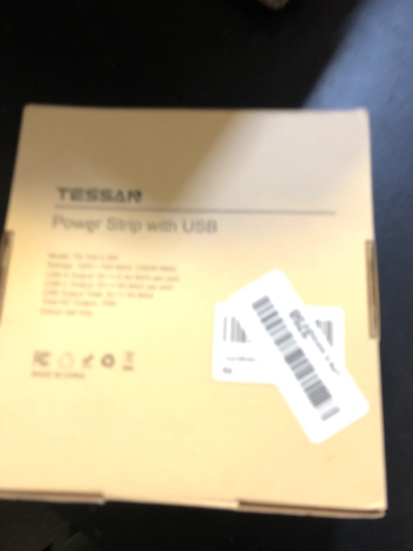 Photo 1 of Extension Cord 10 ft, TESSAN Surge Protector Power Strip Long Cord with 3 USB(1 USB C), Flat Plug with 4 AC Outlets, Small Desktop Multiple Charging Station for Home School Dorm Room Office, Grey