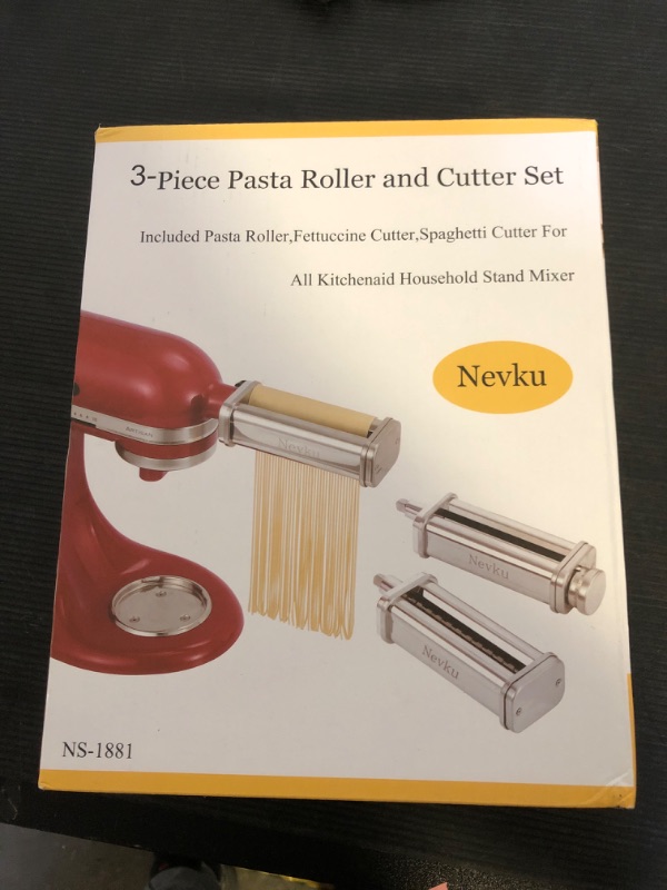 Photo 2 of Pasta Maker Attachments Set for all KitchenAid Stand Mixer, including Pasta Sheet Roller, Spaghetti Cutter, Fettuccine Cutter by Nevku