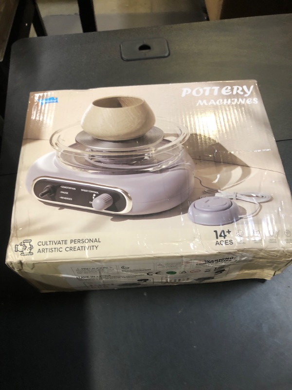 Photo 1 of Alldeer Mini Pottery Wheel Kit - 4.7" Turntable Electric Clay Wheel with Foot Pedal, Adjustable Speed Ceramic Making Machine with 8 Pottery Shaping Tools, Craft Kits for Kids