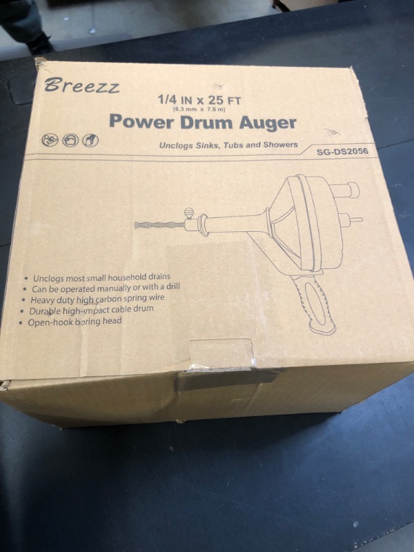 Photo 2 of Drain Auger, Breezz Clog Remover with Drill Adapter, 25 Feet Flexible Plumbing Snake Use Manually or Powered for Kitchen,Bathrom and Shower Sink, Comes with Gloves(Orange)