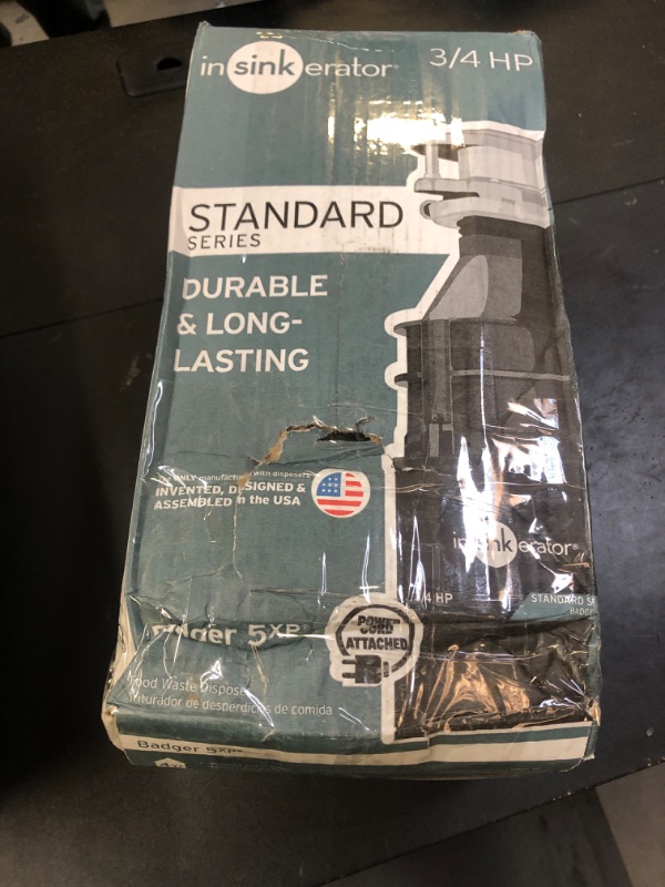 Photo 2 of InSinkErator Badger 5XP Garbage Disposal with Power Cord, Standard Series 3/4 HP Continuous Feed Food Waste Disposer, Badger 5XP W/C