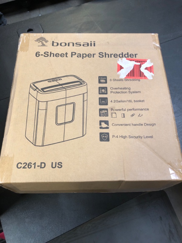 Photo 2 of Bonsaii 6 Sheet High Security Micro Cut Paper Shredder, Credit Cards/Mail/Staples/Clips Shredder for Home Use with 4.2 Gallon Bin (C261-D)