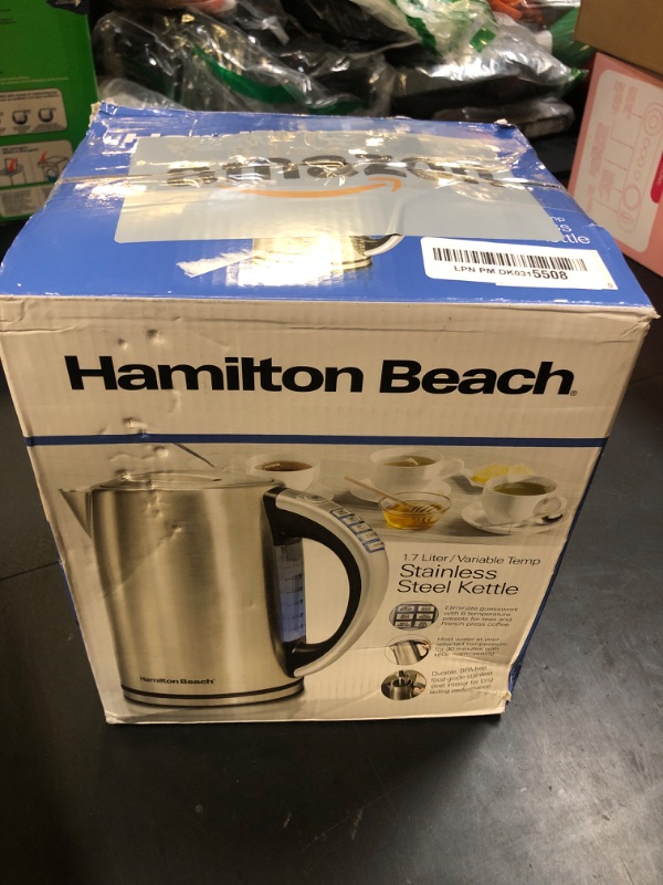 Photo 2 of Hamilton Beach 1.7 Liter Temperature Control Electric Kettle, Water Boiler & Heater, Fast 1500 Watts, BPA Free, Cordless, Auto-Shutoff and Boil-Dry Protection, Stainless Steel (41020R)