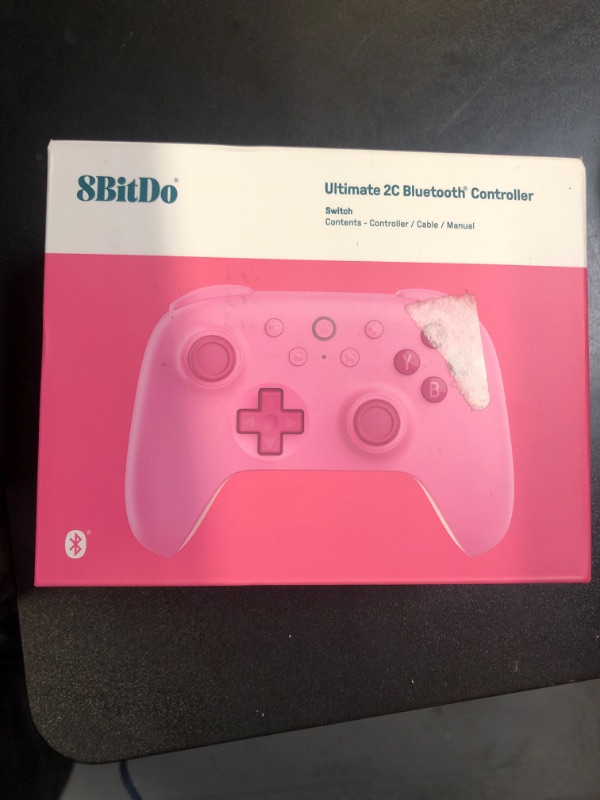 Photo 2 of 8Bitdo Ultimate 2C Hall Effect Joysticks Bluetooth Controller with Remappable L4/R4 Bumpers, 6-axis Motion Control, Rumble Vibration and Turbo Function for Switch (Pink)