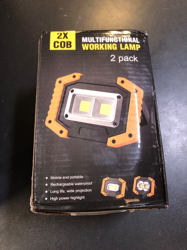 Photo 1 of Tekstap LED Work Light Rechargeable, 30W 2000LM Portable Waterproof Rechargeable Work Lights with Stand, Battery Powered COB Flood Lights for Power Ouage Emergency Outdoor Camping Garage