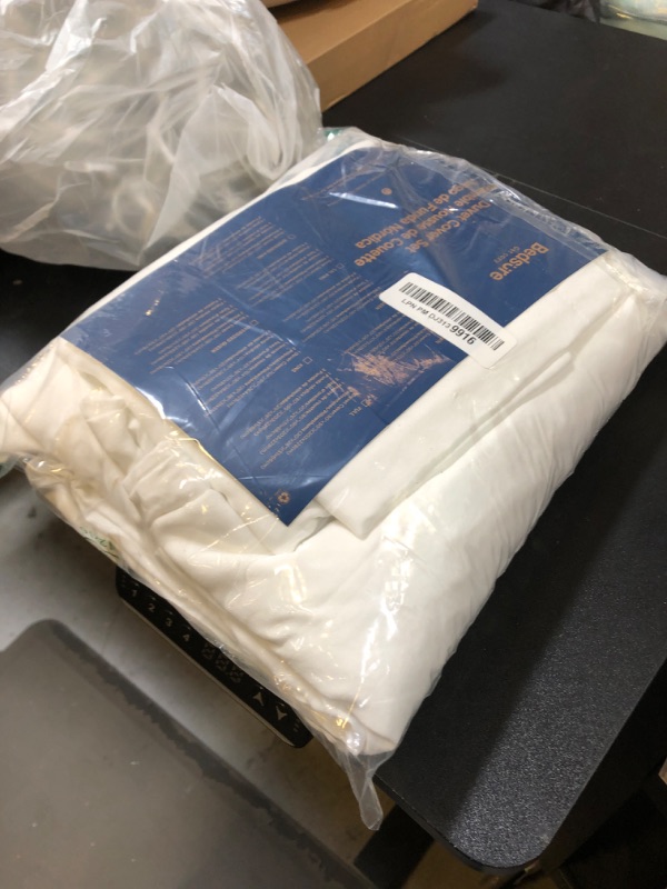 Photo 1 of Bedsure White Duvet Cover Queen Size - 3 Pieces Prewashed Extra Soft Bedding Set, Includes 1 Duvet Cover 90x90 Inches with Zipper Closure & 2 Pillow Shams, Comforter Not Included