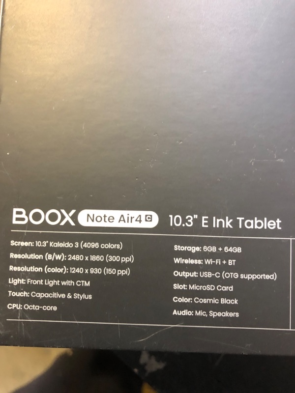 Photo 1 of BOOX Tablet Note Air 4 C 6G 64G E Ink Tablet Color ePaper Notebook