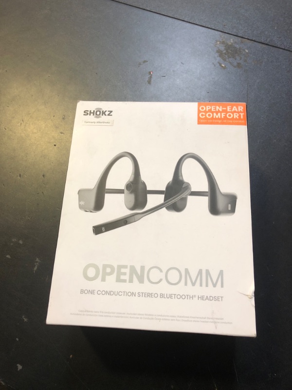 Photo 2 of SHOKZ (AfterShokz OpenComm - Bone Conduction Open-Ear Stereo Bluetooth Headset with Noise-Canceling Boom Microphone - Wireless Headset for Mobile Use, with Bookmark