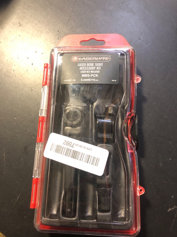 Photo 1 of LaserLyte MBS-PAK Universal Laser Bore Sight Accessory Kit with Bubble Level, Daylight Target, Shotgun Adapters, Extra Batteries and Carrying Case Black 8" x 5.5" x 1.75"