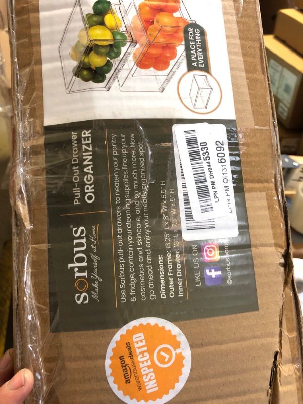 Photo 1 of Sorbus Fridge Drawers - Clear Stackable Pull Out Organizer Bins - Food Storage Containers for Kitchen, Refrigerator, Freezer, Vanity Organization and Storage (2 Pack | Large)