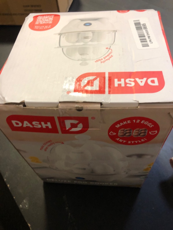 Photo 1 of DASH Deluxe Rapid Egg Cooker for Hard Boiled, Poached, Scrambled Eggs, Omelets, Steamed Vegetables, Dumplings & More, 12 capacity, with Auto Shut Off Feature - White