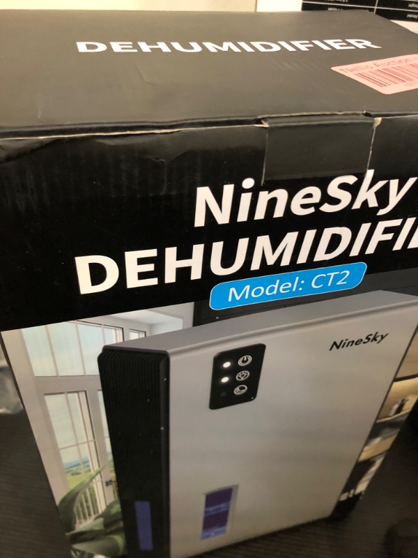 Photo 2 of NineSky Dehumidifier for Home, 95 OZ Water Tank, (1000 sq.ft) Dehumidifiers for Bathroom Bedroom Basement with Auto Shut Off,7 Colors LED Light (Gray)