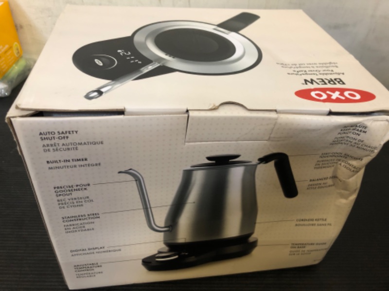 Photo 2 of OXO Brew Gooseneck Electric Kettle – Hot Water Kettle, Pour Over Coffee & Tea Kettle, Adjustable Temperature, Built-In Brew Timer, Stainless Steel, 1L?