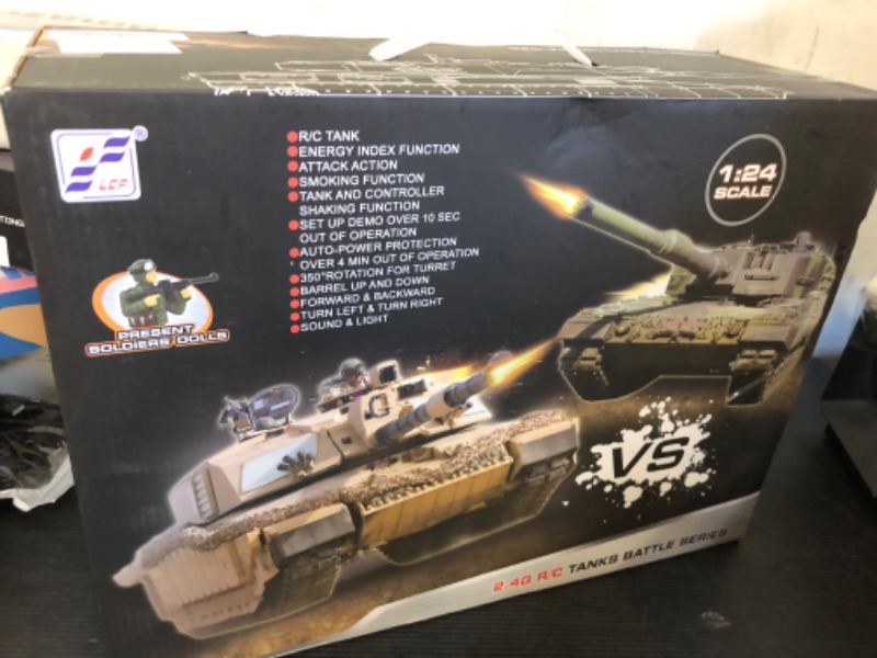 Photo 2 of Supdex 1/24 RC Battle Tank Set, Remote Control USA M1A2 and Ger Leopard II Army Tank That Shoots for Kids and Adults, 2.4G Tank Model Toy for Boys Age 6+ Year Old with Sound Effects, Lights and Smoke