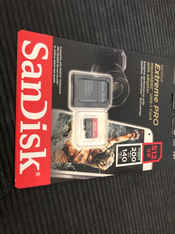 Photo 2 of SanDisk Extreme PRO microSDXC UHS-I Memory Card 512 GB + Adapter & RescuePRO Deluxe (for Smartphones, Action Cameras or Drones, A2, Class 10, V30, U3, 200 MB/s Transfer)