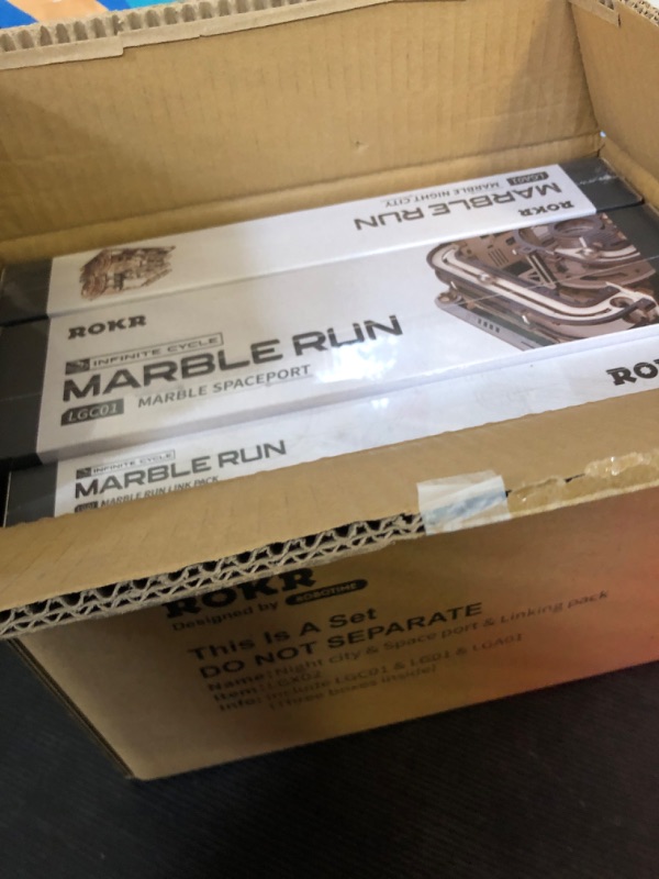 Photo 1 of ROBOTIME 3D Puzzle - Combination Set Marble Tracks - Motorized Marble Spaceport LGC01+Marble Night City LGA01+Link Pack LG01 - Engineering Gift Choice