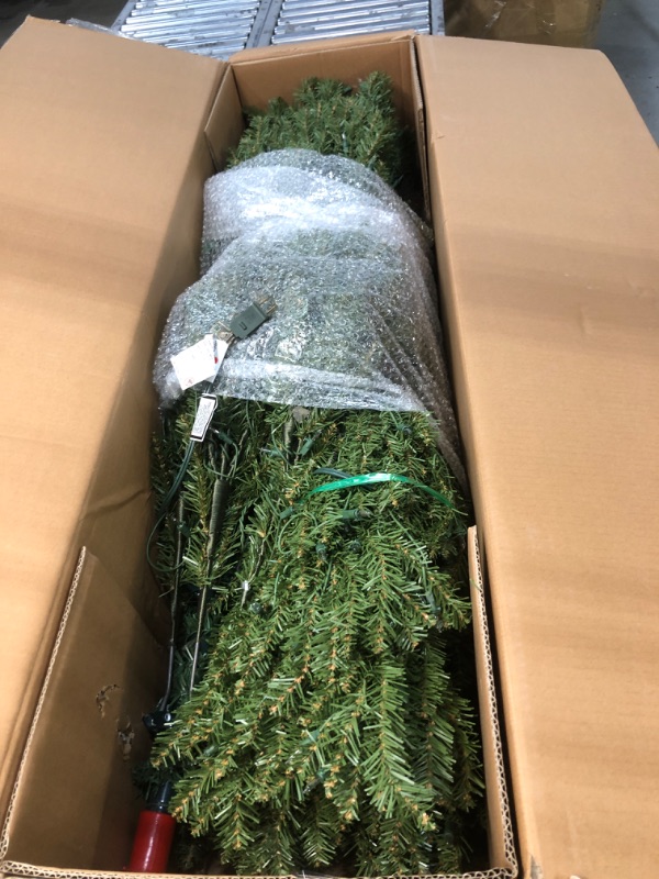 Photo 1 of National Tree Company Pre-Lit Artificial Full Christmas Tree, Green, Dunhill Fir, White Lights, Includes Stand, 7.5 Feet