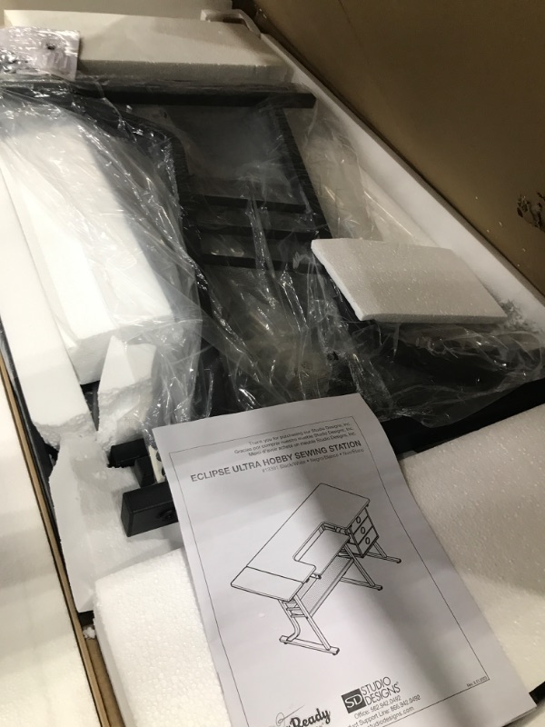 Photo 1 of Sew Ready Eclipse Ultra Hobby Machine Top Storage Drawers + Large Lower Shelf-Can Also Be Used as Computer Desk Sewing Table, Black/White