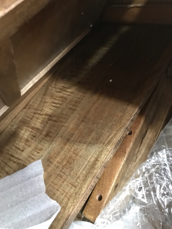 Photo 1 of *MISSING HARDWARE* Signature Design by Ashley Garrettville Vintage Distressed Solid Wood Entryway Storage Bench, Brown