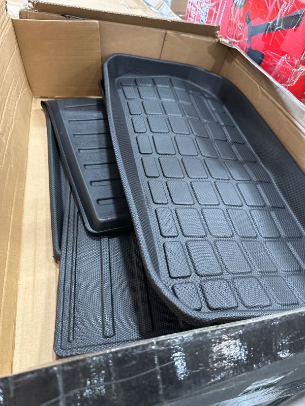 Photo 1 of BRYOUS Floor Mat for Tesla Model Y 7 Seater 2020-2025 9PCS Full Set Floor Mats with Front Rear Cargo Liner for Model Y All Weather TPE Model Y Floor Mats with Back Seats Cover-7 Seater