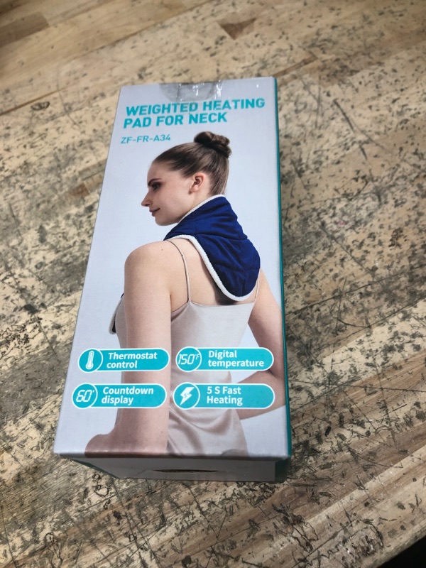 Photo 2 of AOBOCO Weighted Neck Heating Pad for Neck - Electric Heated Neck Wrap for Neck Pain Relief, 20s Fast-Heating Soft Neck Warmer for Soreness Stiffness, 86? -158? & Auto Shut Off