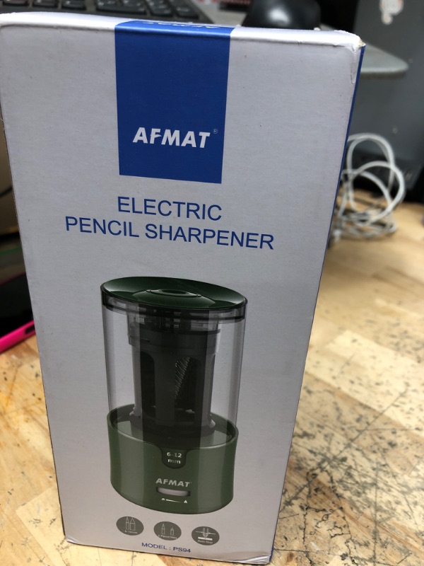 Photo 2 of AFMAT Electric Pencil Sharpener, Auto Stop, Super Sharp & Fast, Electric Pencil Sharpener Plug in for 6-12mm No.2/Colored Pencils/Office/Home-Green