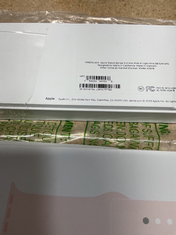 Photo 1 of Apple Watch Series 9 [GPS 41mm] Smartwatch with Pink Aluminum Case with Light Pink Sport Band S/M. Fitness Tracker, ECG Apps, Always-On Retina Display, Water Resistant (MR933LW/A)