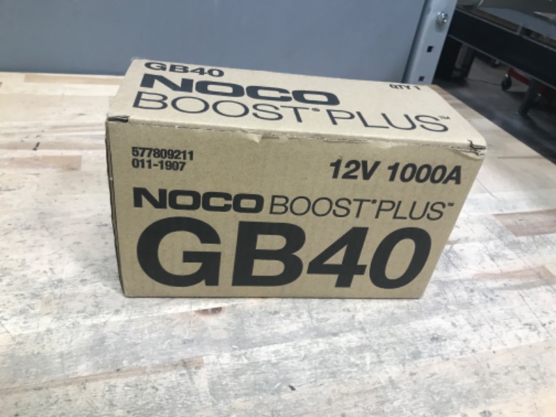Photo 1 of NOCO Boost Plus GB40 1000A UltraSafe Car Battery Jump Starter, 12V Jump Starter Battery Pack, Battery Booster, Jump Box, Portable Charger and Jumper Cables for 6.0L Gasoline and 3.0L Diesel Engines