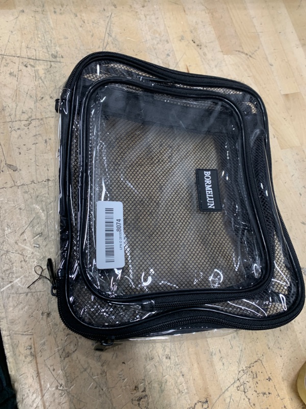 Photo 2 of *ONLY 1* BORMELUN ® 2packs Clear Lunch Bag 1pack - Durable, Waterproof with Interior and Exterior Zippered Pockets See through Plastic -(11x9x6 inches) black