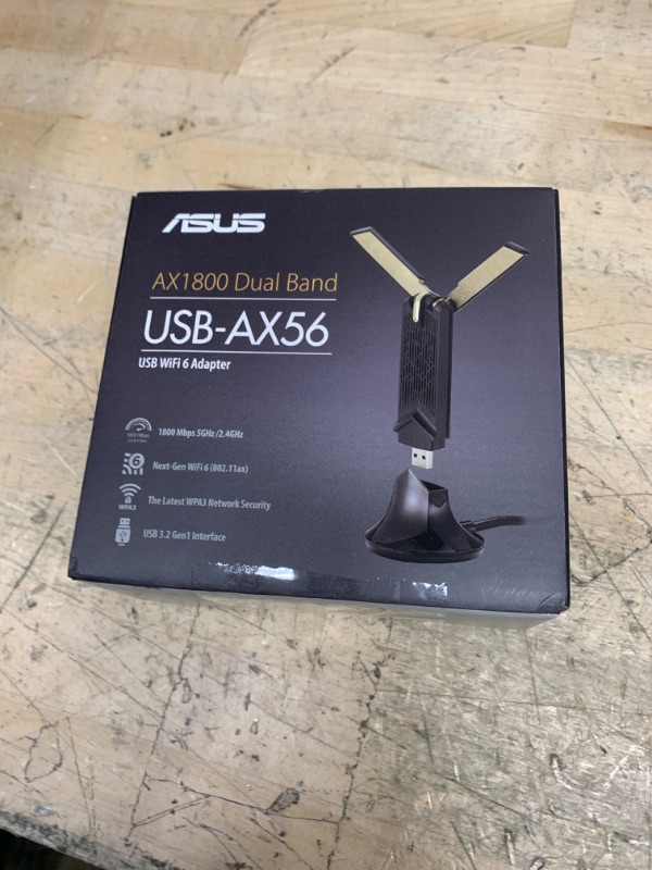 Photo 1 of ASUS WiFi 6 AX1800 USB WiFi Adapter (USB-AX56) - Dual Band WiFi 6 Client, 2x2 Support, Gaming & Streaming, Plug-and-Play, WPA3 Network Security, MU-MIMO, Beamforming, Black