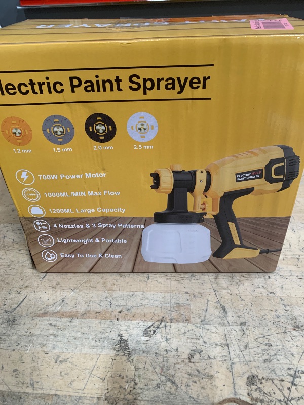Photo 1 of Paint Sprayer 700W HVLP High Power Electric Spray Paint Gun with Adjustable Spray Width Knob, 40 Fl Oz Container, 4 Nozzles & 3 Patterns, Easy to Clean, for Furniture, House, Fence, Walls, Etc.