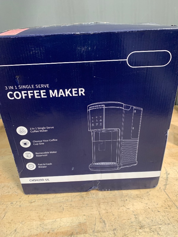 Photo 1 of KIDISLE Single Serve Coffee Machine, 3 in 1 Pod Coffee Maker for K Cup Pods & Ground Coffee & Teas, 6 to 14oz Brew Sizes, with 40oz Removable Water Reservoir, Descale Settings, Black