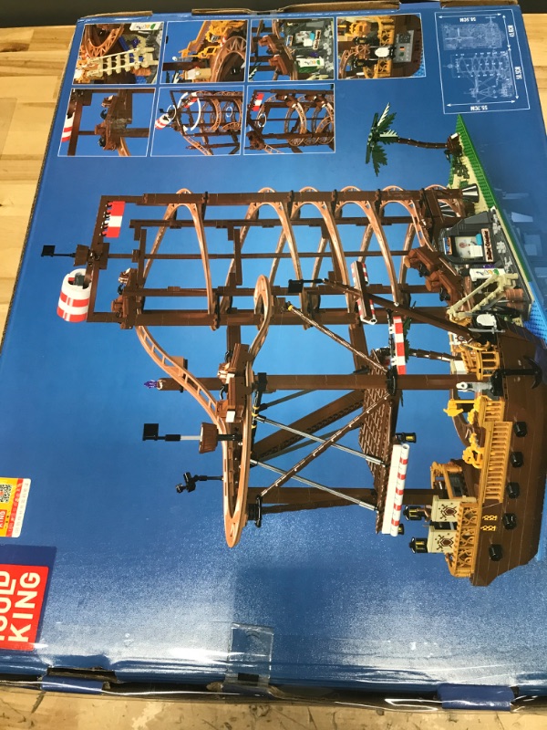 Photo 1 of Mould King Double Helix Roller Coaster Building Set, Electrical Amusement Park Funfair Theme Track Rollercoaster with Pirate Ship, Construction Toy Building Kit Gift for Kids/Adult-2174+ Pieces