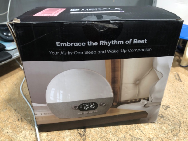 Photo 1 of Dekala RestOnn Sunrise Alarm Clock 7-Day Programmable Dual Alarm Clock with Sunset White Noise Sound Machine Natural Sounds Amber Night Light, Bluetooth Speaker, 3000mAh Battery Backup, App Control