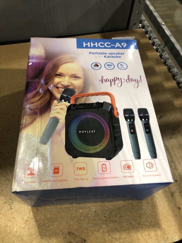 Photo 1 of Karaoke Machine with 2 Wireless Microphones,Portable Karaoke Machine for Adults & Kids,Karaoke Microphone with PA System,Karaoke Speaker Supports for TWS,USB,FM,REC,AUX in,TF Card