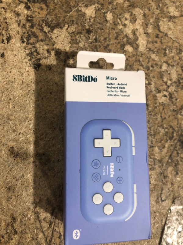 Photo 1 of 8Bitdo Micro Bluetooth Gamepad Pocket-sized Mini Controller for Switch, Android, and Raspberry Pi, Supports Keyboard Mode (Blue)