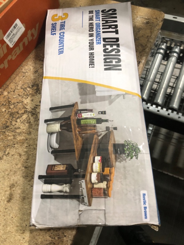 Photo 1 of Countertop Organizer Organization, 3 Tier Moveable Corner Shelf for Kitchen , Bathroom , Spice Rack , Coffee Area, Over Sink, Dresser Table (Rustic Brown)