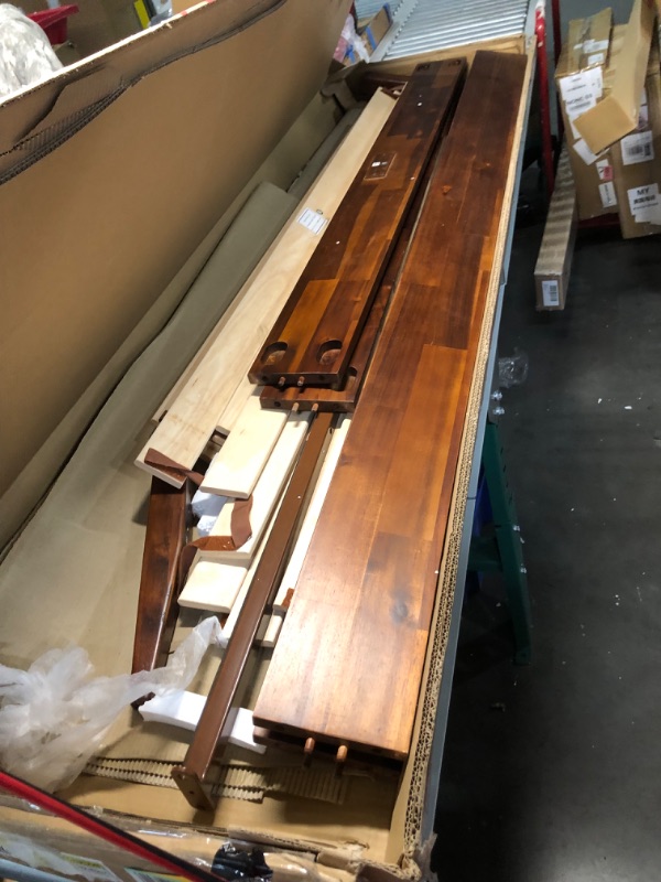 Photo 1 of ***USED - MISSING HARDWARE, HEADBOARD, AND LEGS - OTHER PARTS LIKELY MISSING AS WELL -SEE PICTURES***
NTC Lupin Wooden Bed Frame with Headboard, Crafted from Walnut, Rubber Wood with Silent Slats and Wood Central Supports, 1000 Lb Capacity, Effortless Ass