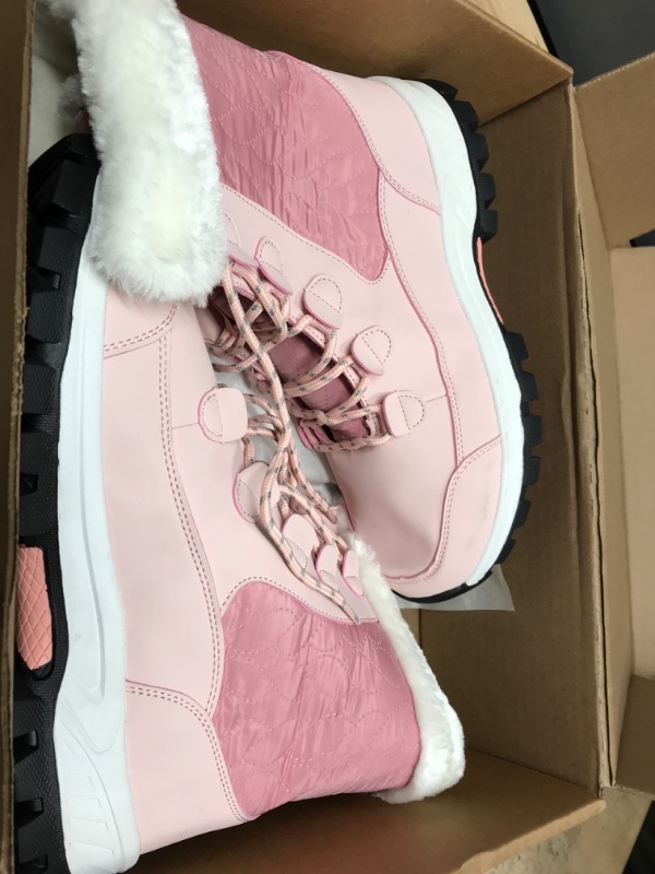 Photo 1 of Womens Snow Boots Warm Fur Lined Winter Boots Anti Slip Ankle Boots Mid Calf Snowboots Waterproof and Cold-Resistant Outdoor Walking Shoes for Women Ladies Girls