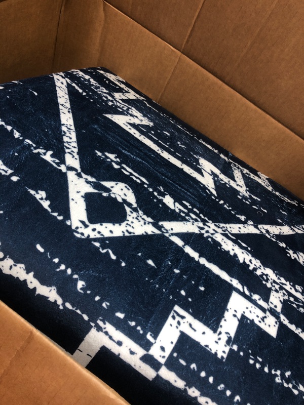 Photo 1 of Wonnitar Moroccan Washable 9x12 Rug, Large Blue Rugs for Bedroom, Non-Slip Soft Living Room Area Rug, Boho Non-Shedding Ultra-Thin Floor Carpet for Dining Guest Room Home Office (Blue,9'x12')