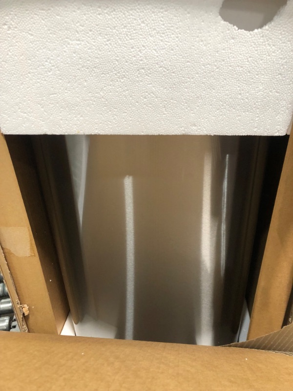 Photo 1 of SONGMICS Kitchen Trash Can, 18-Gallon Stainless Steel Garbage Can, with Stay-Open Lid and Step-on Pedal, Soft Closure, Tall, Large and Space-Saving, Silver and Black ULTB520E68