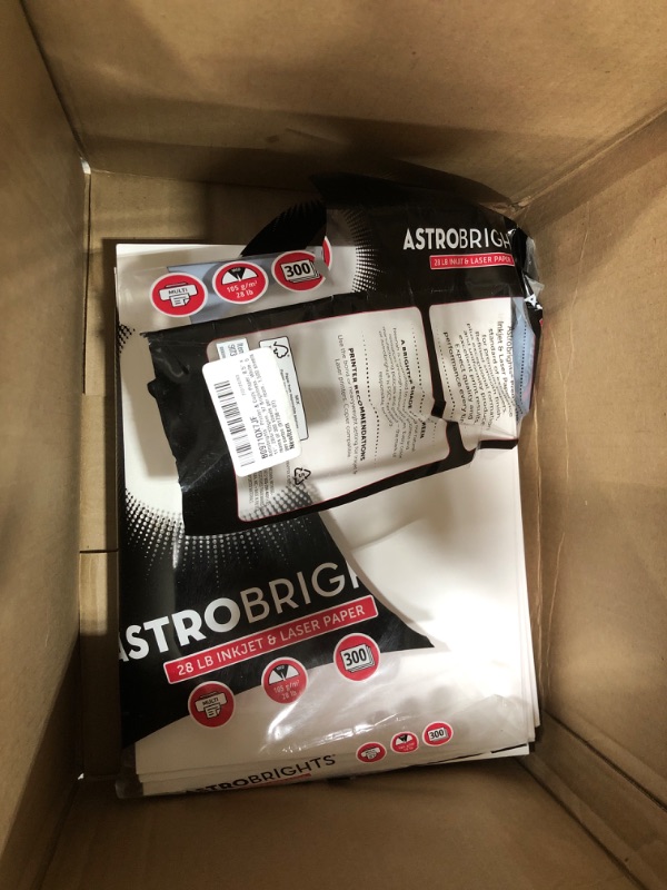 Photo 1 of Astrobrights® Printer & Copy Paper, 8.5" x 11", 28lb/105gsm, 97 Brightness, White, 5 reams of 300 sheets per ream, 1,500 sheets per carton (91738-01)