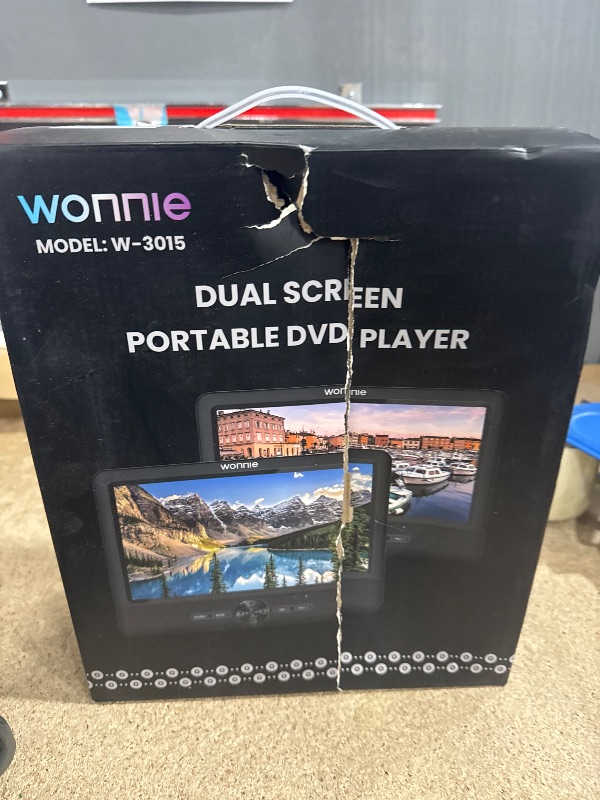 View 2 of WONNIE 10 Inch Car DVD Players, Portable DVD Player Dual Screen Play Two Different or The Same Movie with 2 Headrest Mount, 5H Rechargeable Battery, Last Memory, AV Out/in, Support USB/SD/Sync TV