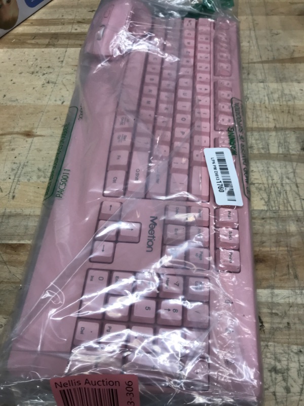 Photo 2 of MEETION Wireless Keyboard and Mouse, Computer Keyboard Mouse, 3 DPI Adjustable USB A and USB C Adapter Full-Sized Cordless Keyboard and Mouse, Wrist Rest for PC/Computer/Laptop/Windows/Mac, Pink