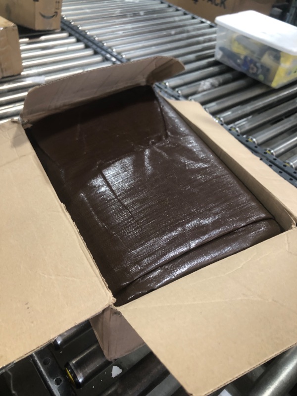 Photo 1 of 10' x 20' Super Heavy Duty 16 Mil Brown Poly Tarp Cover - Thick Waterproof, UV Resistant, Rip and Tear Proof Tarpaulin with Grommets and Reinforced Edges - by Xpose Safety