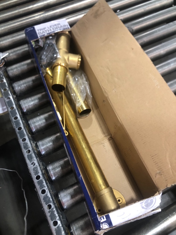 Photo 1 of Fine Fixtures Bathtub Shower Drain - 20 Gauge Brass Tubing, Trip Lever Overflow Assembly Tub Drain Kit - Satin Nickel
