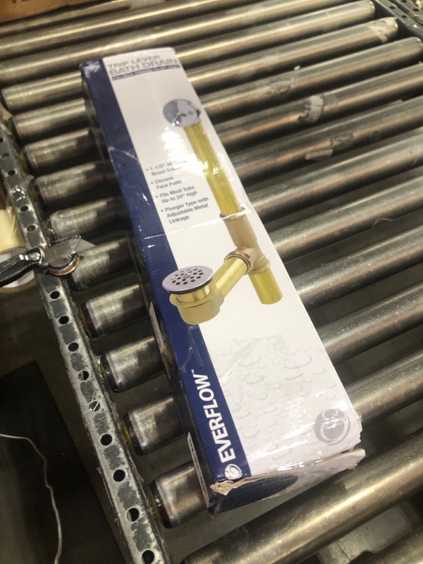 Photo 1 of Fine Fixtures Bathtub Shower Drain - 20 Gauge Brass Tubing, Trip Lever Overflow Assembly Tub Drain Kit - Satin Nickel